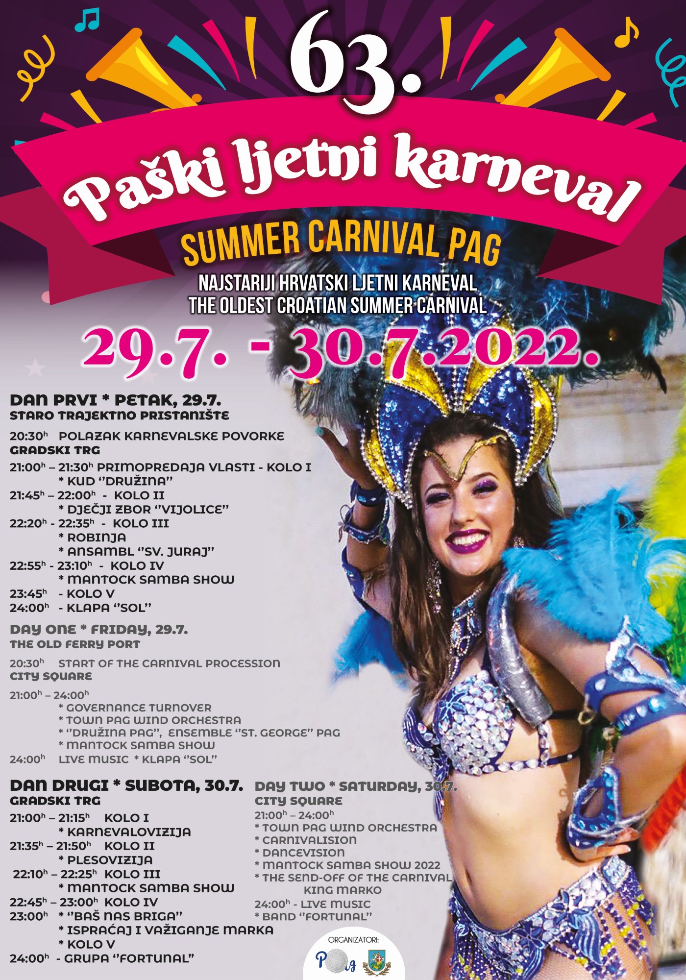 Paski ljetni karneval 2022 plakat